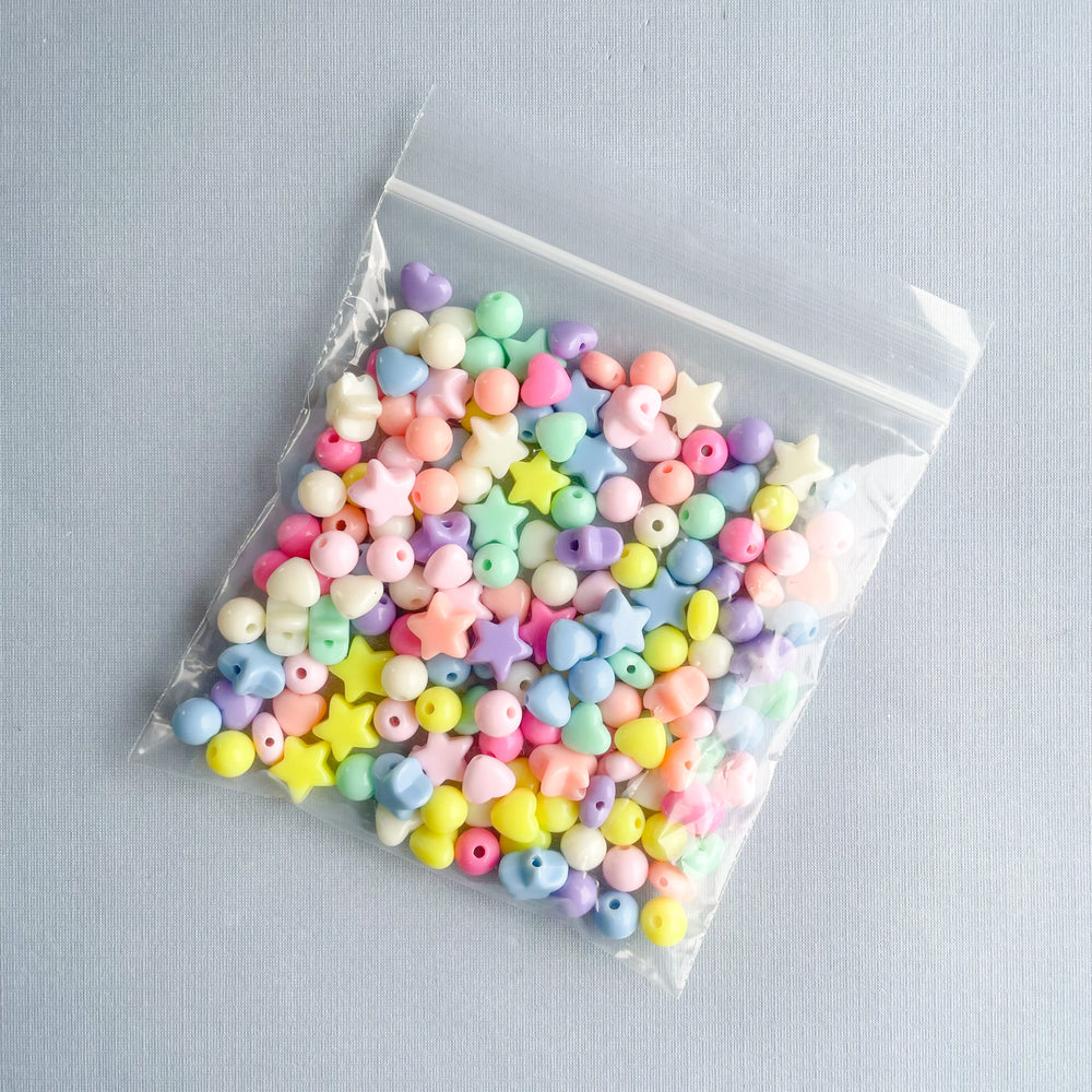 8-11mm Pastel Acrylic Hearts + Stars + Rounds Pack