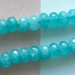 8mm Teal Dyed Jade Rondelle Strand