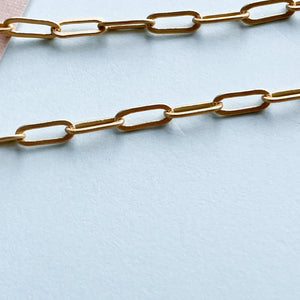 7mm Electroplated Brushed Gold Flat Paperclip Chain