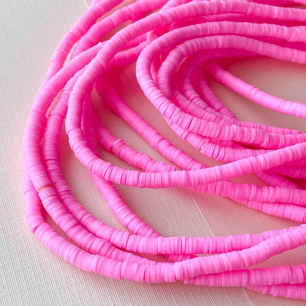 4mm Flamingo Polymer Clay Heishi Strand