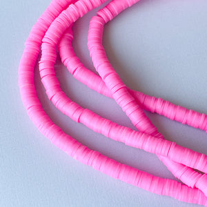 6mm Flamingo Polymer Clay Heishi Strand