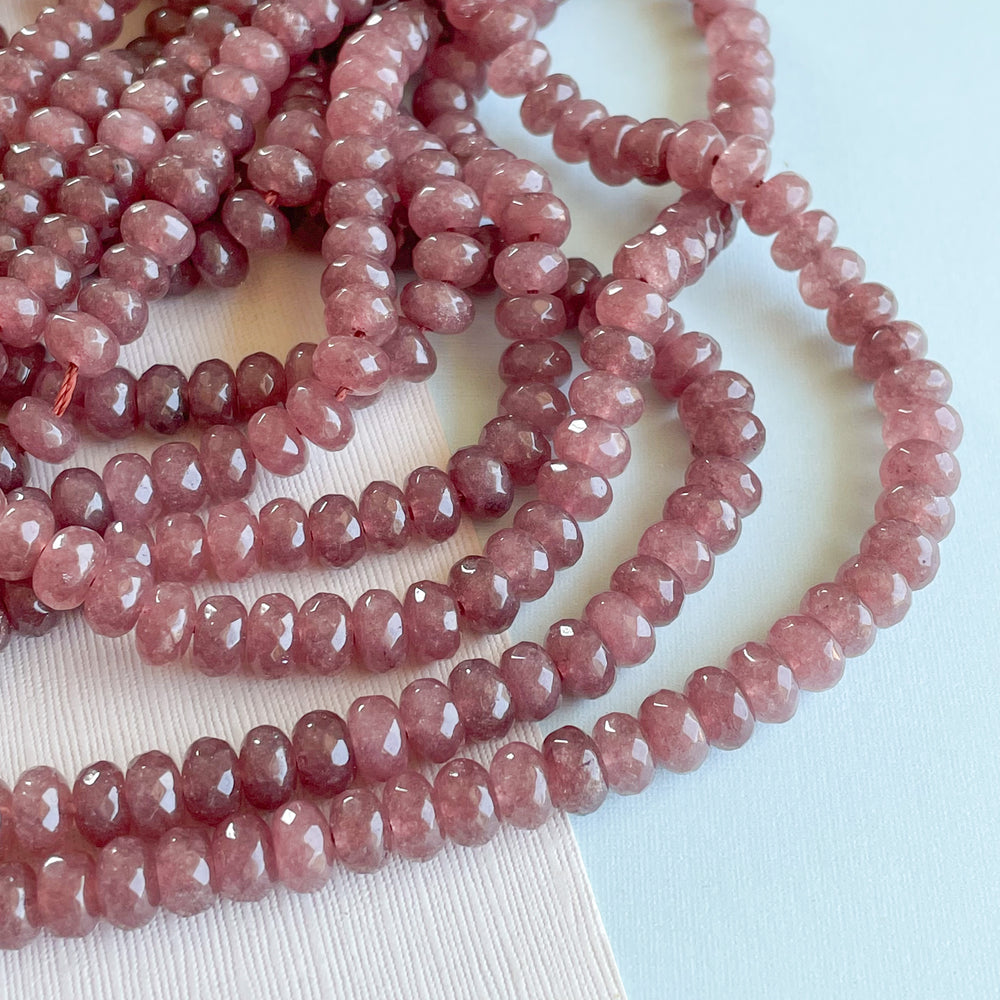 8mm Fig Dyed Jade Faceted Rondelle Strand