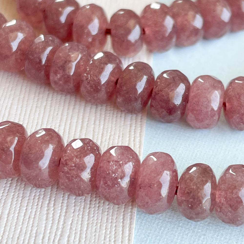 8mm Fig Dyed Jade Faceted Rondelle Strand