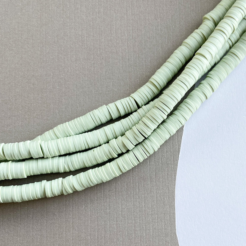 6mm Sage Green Polymer Clay Heishi Strand