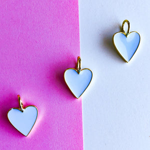 14mm Light Blue Enamel Gold Heart Pendant