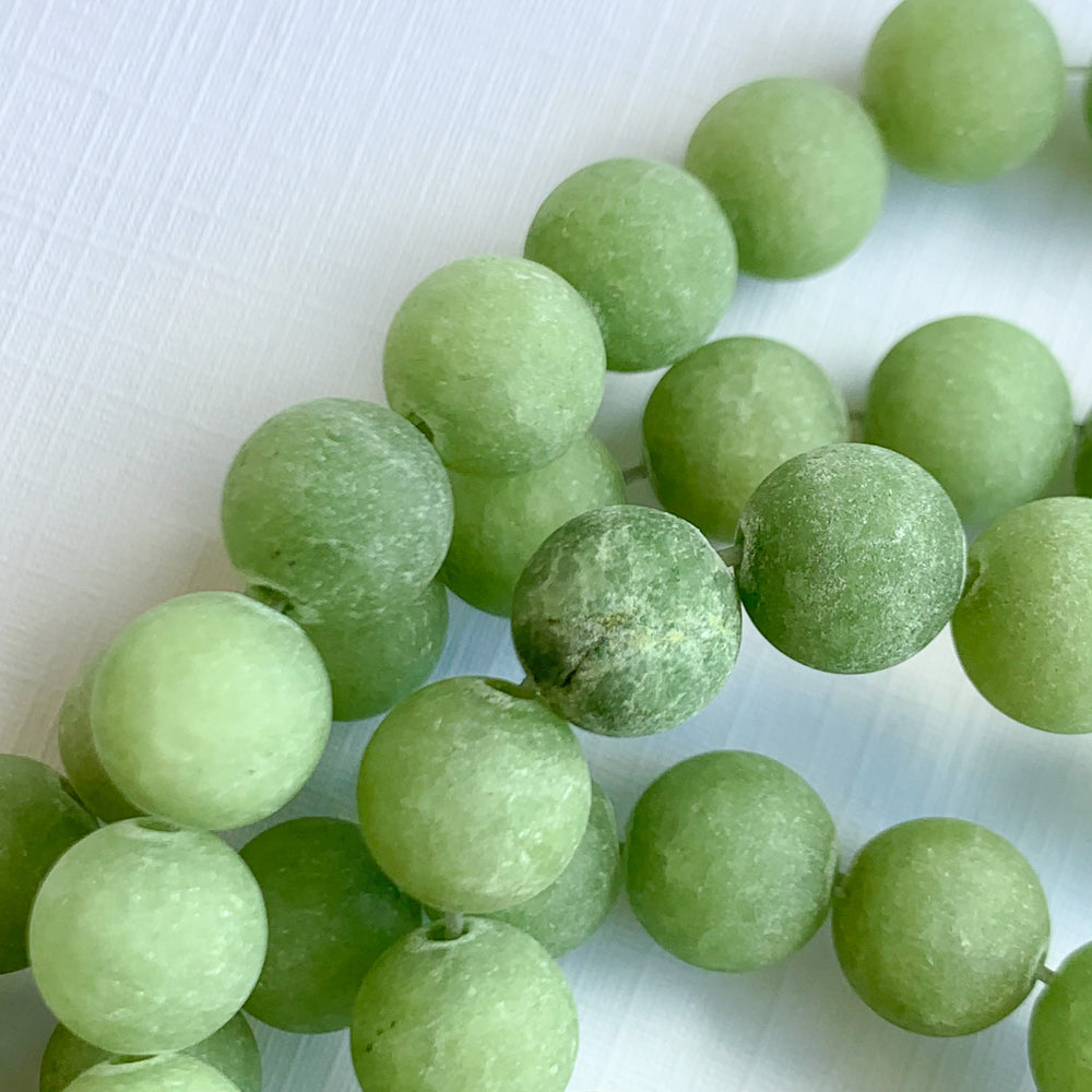 8mm Matte Moss Dyed Jade Rounds Strand