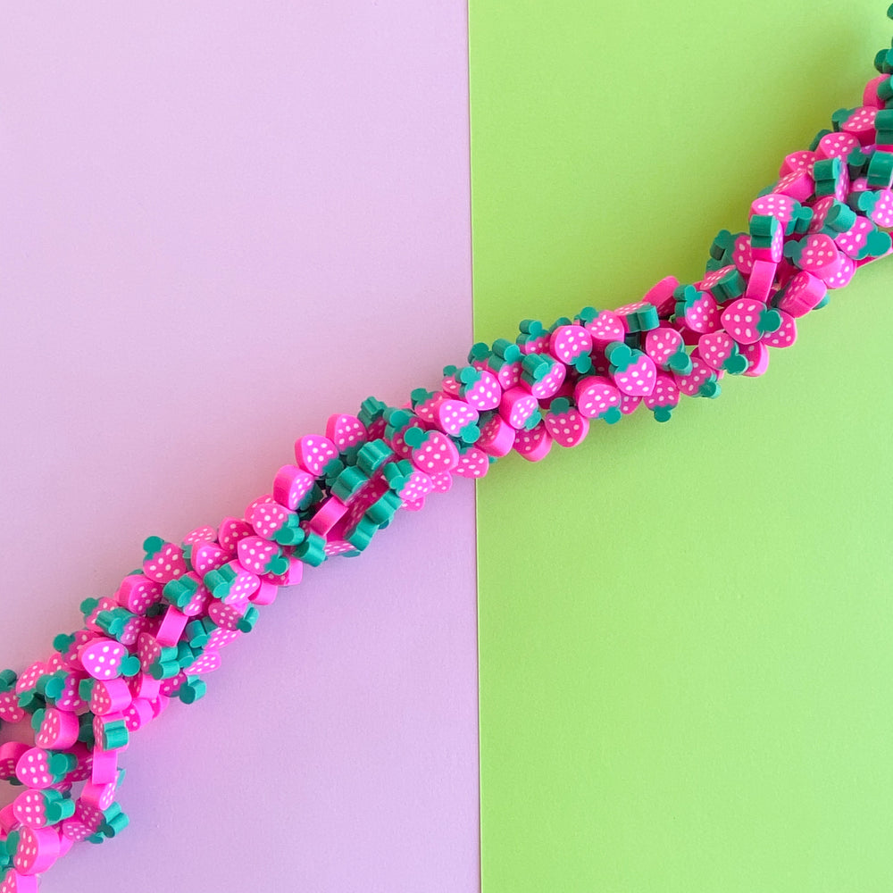 8mm Pink Strawberry Polymer Clay Strand