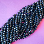 8mm Jet Black Chinese Crystal Rondelle Strand