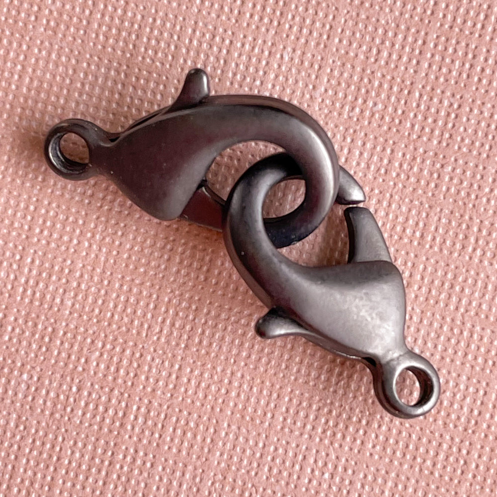 15mm Brushed Gunmetal Lobster Claw Clasp - 4 Pack