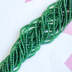 4mm Translucent Kelly Green Faceted Chinese Crystal Rondelle Strand