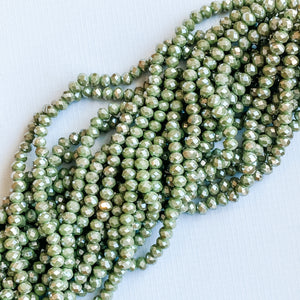 8mm Mystic Lime Faceted Crystal Rondelle Strand