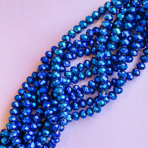 10mm Wizard Blue Faceted Crystal Rondelle Strand