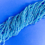 4mm Mermaid Blue Faceted Crystal Rondelle Strand