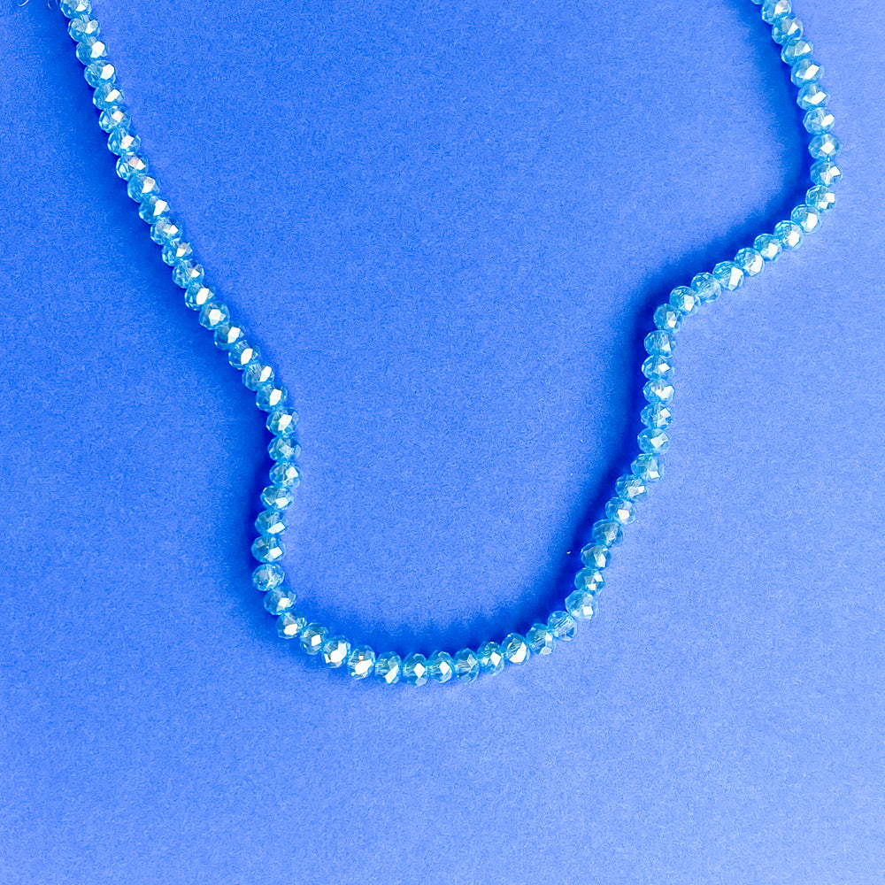 4mm Mermaid Blue Faceted Crystal Rondelle Strand