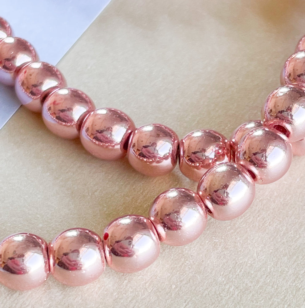 6mm Rose Gold Hematite Rounds Strand