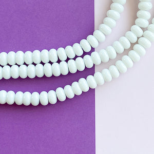 8mm Bright White Glass Rondelle Strand