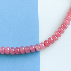 8mm Faceted Berry Dyed Jade Rondelle Strand