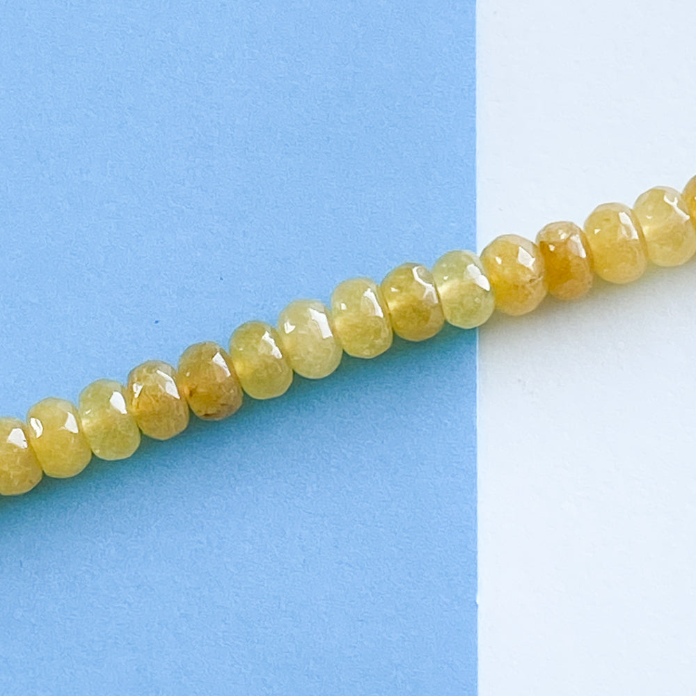 8mm Mustard Dyed Jade Rondelle Strand