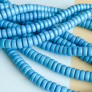 8mm Sky Blue Wood Rondelle Strand