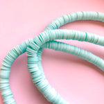 8mm Half Moon Blue Polymer Clay Heishi Strand