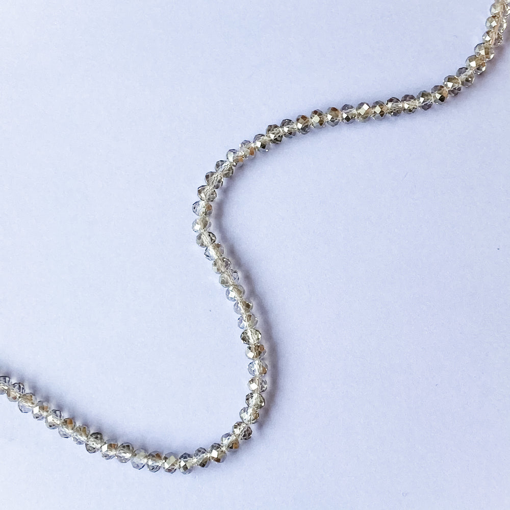 6mm Diamond Gray Faceted Crystal Rondelle Strand