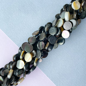 9mm Black Mother Of Pearl Coin Strand