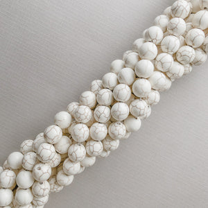 12mm White Magnesite Rounds Strand - Christine White Style