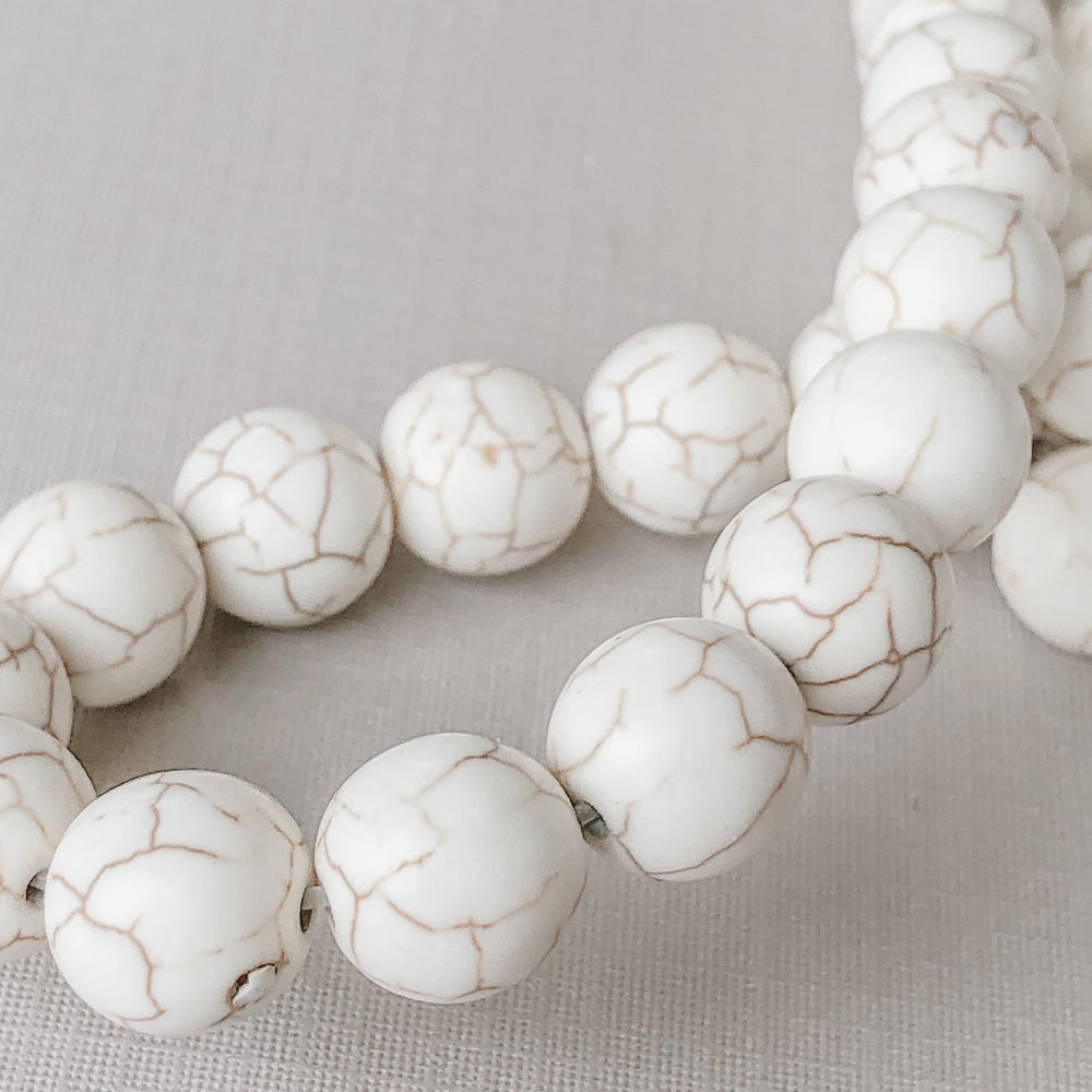 12mm White Magnesite Rounds Strand - Christine White Style