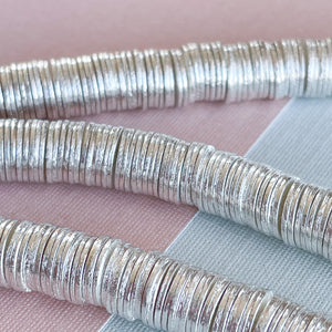 8mm Brushed Silver Heishi Strand