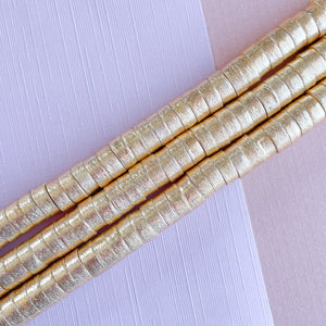 10mm Brushed Gold Short Cylinder Strand