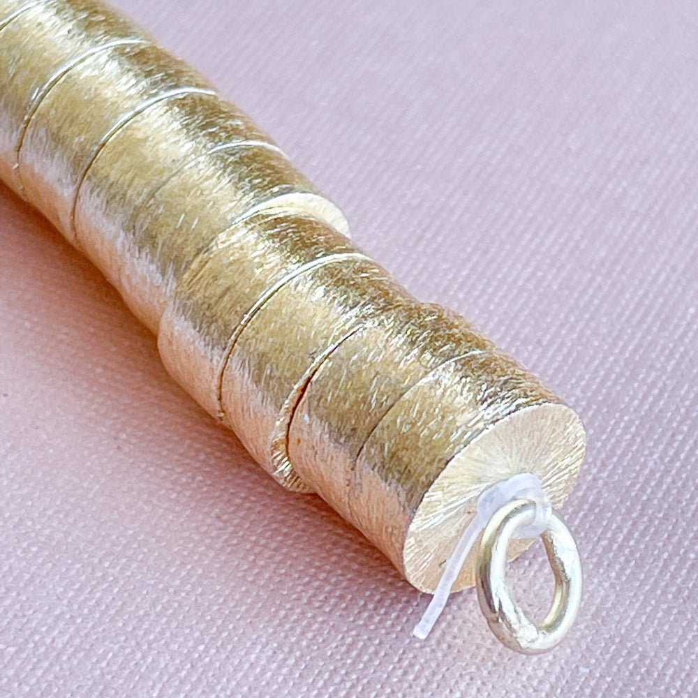 10mm Brushed Gold Short Cylinder Strand