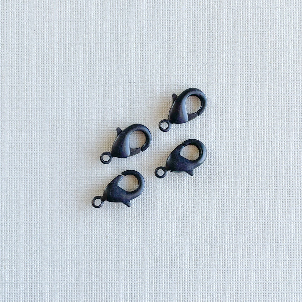 12mm Matte Black Lobster Claw Clasp - 4 Pack