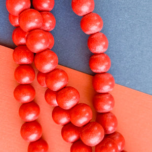 8mm Deep Orange Wood Rounds Strand