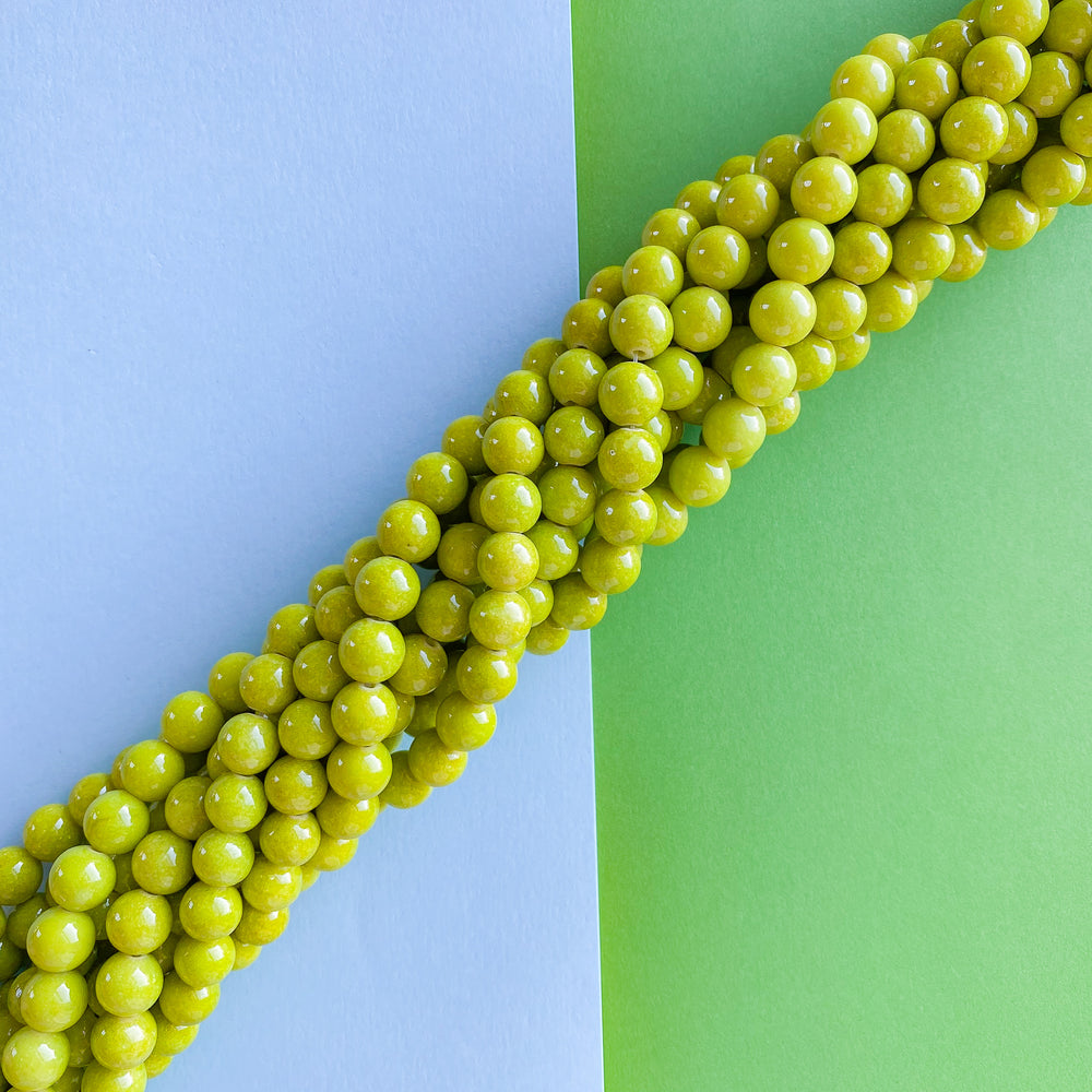 8mm Chartreuse Green Jade Rounds Strand