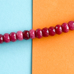 8mm Cranberry Dyed Jade Faceted Rondelle Strand