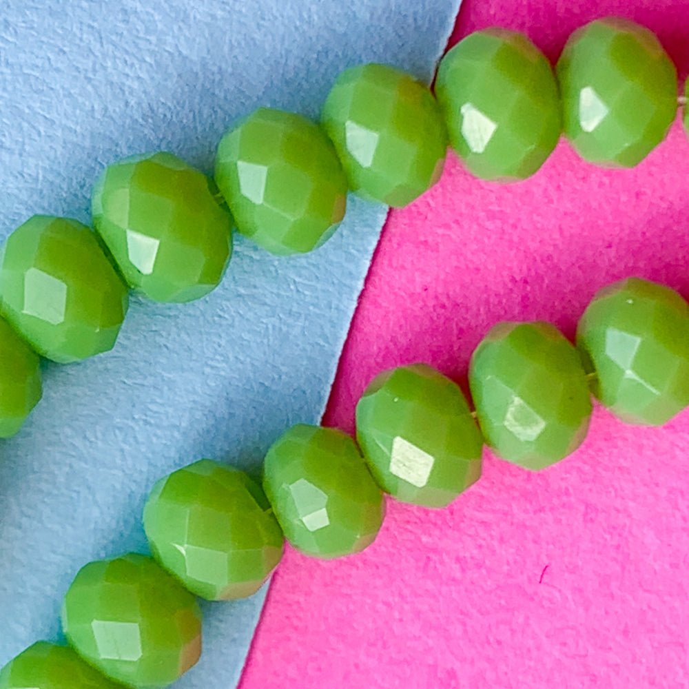 4mm Crocodile Green Faceted Chinese Crystal Rondelle Strand