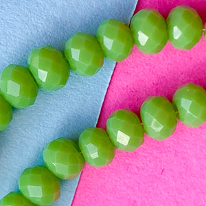 4mm Crocodile Green Faceted Chinese Crystal Rondelle Strand