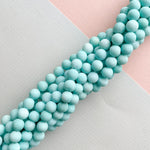 8mm Matte Cyan Dyed Jade Rounds Strand