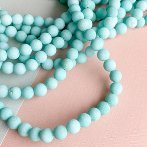 8mm Matte Cyan Dyed Jade Rounds Strand