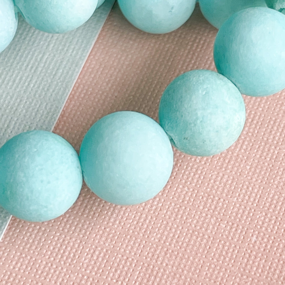 8mm Matte Cyan Dyed Jade Rounds Strand