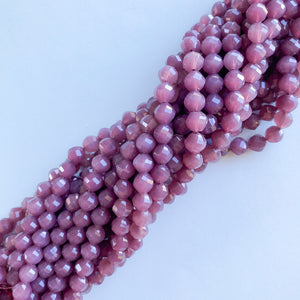 8mm Fancy Helix Cut Purple Crystal Rounds Strand