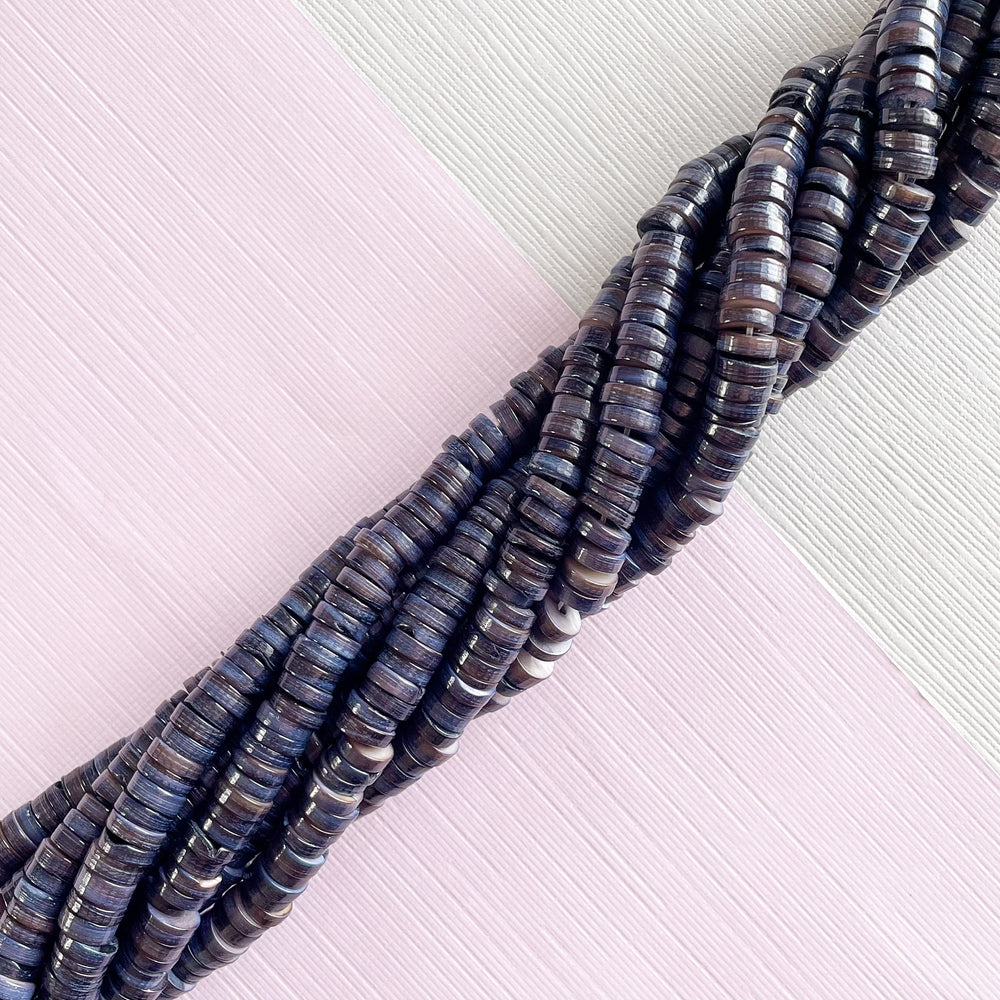 6mm Indigo Shell Thick Cut Heishi Strand