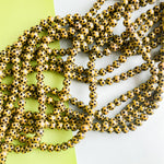 8mm Black and Beige Polka Dot Glass Rounds Strand