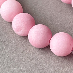 8mm Matte Candy Pink Dyed Jade Rounds Strand