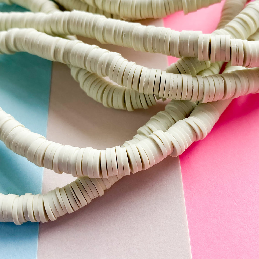 6mm Light Sage Green Polymer Clay Heishi Strand