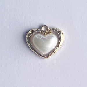 20mm Gold Pearlized Heart Charm - 2 Pack