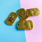 30mm Gold Pewter Crown Tag Pendant - 4 Pack