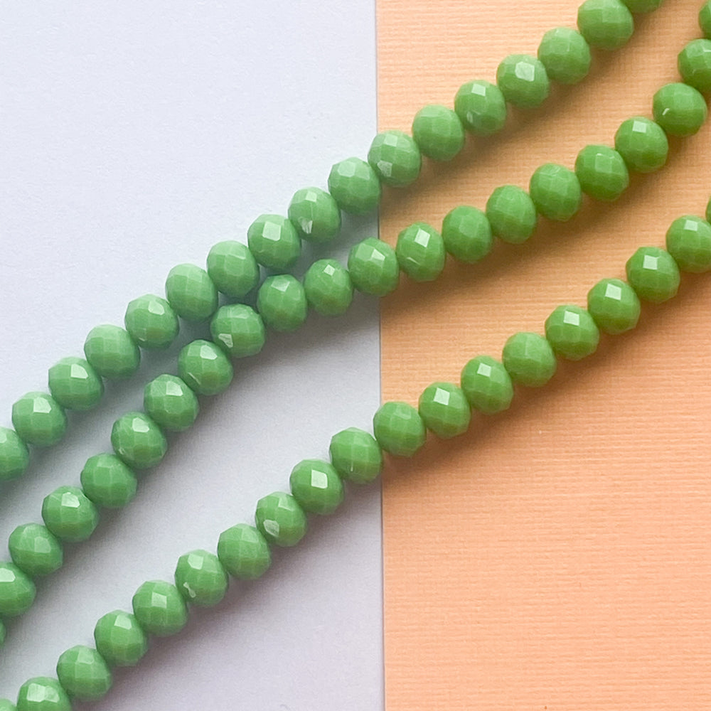 8mm Crocodile Green Faceted Chinese Crystal Rondelle Strand