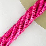 8mm Hot Pink Magnesite Heishi Rondelle Strand