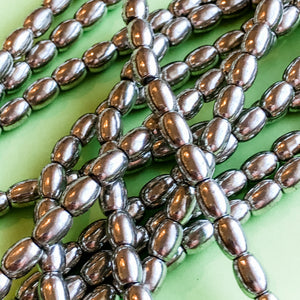 5mm Silver Oval Rice Brass Strand